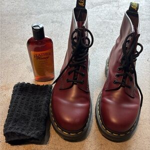 Dr. Martens Cherry Red Combat Boots 1460
Smooth Leather Lace Up Boots